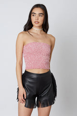 Vegan Leather Fringe Shorts