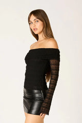 Stretch Lace Off-Shoulder Top