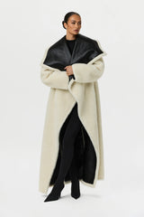 Vegan Leather Sherpa Coat
