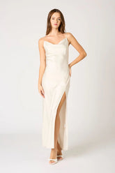 Cowl Neck High Slit Gown