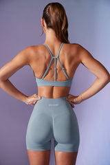 High Waist Define Luxe Mini Shorts in Denim Blue