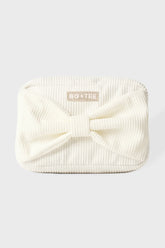 Corduroy Bow Makeup Bag in Ivory