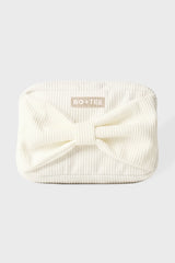 Corduroy Bow Makeup Bag in Ivory