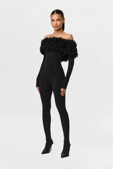 Naked Off-Shoulder Roses Jumpsuit Petite
