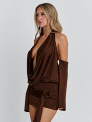 Vyorix CELINA MINI DRESS CHOCOLATE