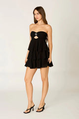 Chiffon Strapless Mini Dress