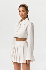Shirting Button Up Crop Top