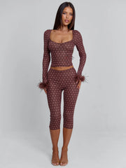 Vyorix MAHRIA PANT BROWN POLKA DOT