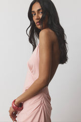 Pleated Backless Halter Dress | Musk