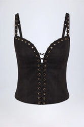Lace-Up Top in Black