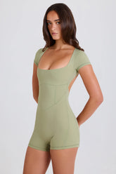 Open-Back Unitard in Matcha