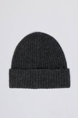 Knit Beanie Hat in Charcoal Marl