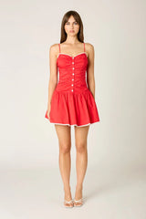 Ruched Poplin Mini Dress