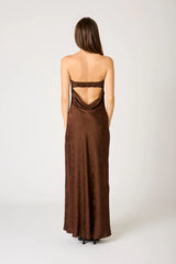 Strapless Open Cowl Back Gown
