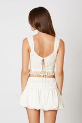 Lace Ruffle Bow Top
