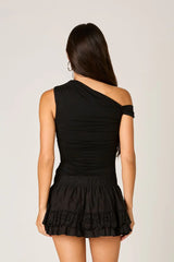 Eyelet Ruffle Mini Skirt