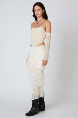 Lace Midi Tiered Skirt