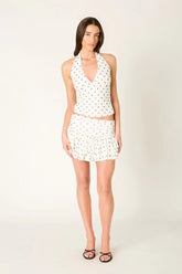 Polka Dot Mesh Mini Skirt