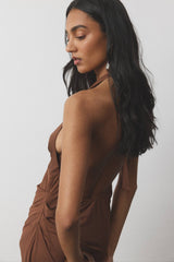 Pleated Backless Halter Dress | Cafe