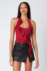 Ruffled Halter Knit Top