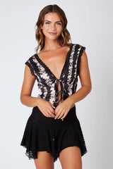Satin Floral Print Tie Up Top