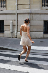 Shift Mini Dress | Sheer Jacquard