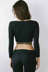 THE NAVY WRAP TOP