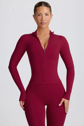 Soft Active Zip-Up Jacket in Burgundy