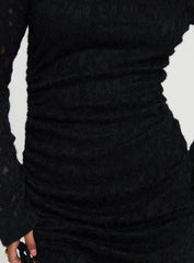 Que Sera Long Sleeve Mini Dress Black