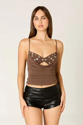 Embellished Jersey Cami Top