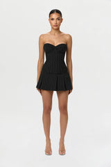 Pinstripe Suiting Pleated Mini Skirt