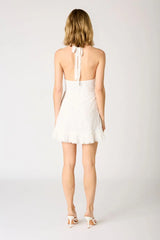 Lace Halter Flounce Mini Dress