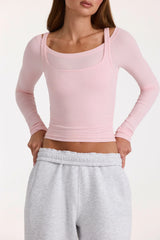 Modal Layered Top in Blush Marl