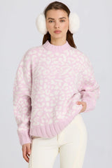 Jacquard-Knit Oversized Jumper in Pink