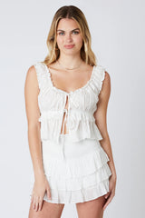 Eyelet Ruffled Peplum Top