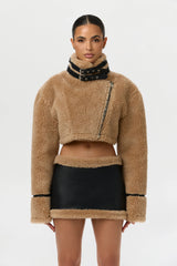 Sherpa Vegan Leather Mini Skirt