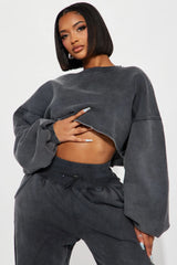 Feeling Good Fleece Jogger Set - Charcoal