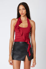 Ruffled Halter Knit Top