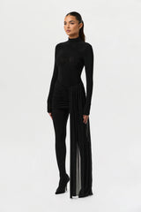 Crystal Ruched Drape Mini Skirt