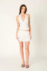 Polka Dot Mesh Halter Top