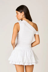 Eyelet Ruffle Mini Skirt