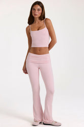 Modal Mid-Rise Flared Trousers in Blush