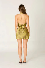 Draped Polka Dot Halter Top
