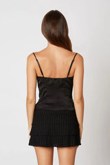 Lace Up Jacquard Bustier Top