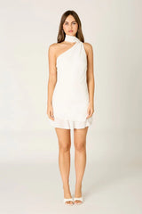 One-Shoulder Chiffon Mini Dress