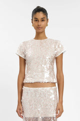 Fitted Tee | Pink Sequin