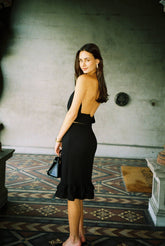 Draped Halter Top | Black