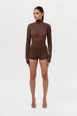 Velvet Mesh Chevron Hot Pants