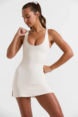Scoop Neckline Tennis Dress in White
