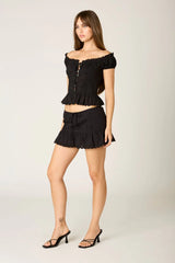 Lace Trim Mini Skirt